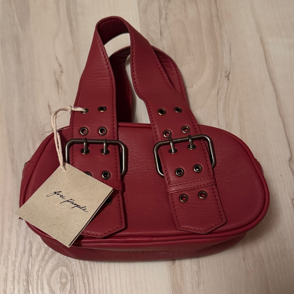 Free people red leather say yes purse